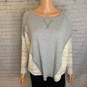 Free People boho grey and cream colored Baggy Sweater size xs